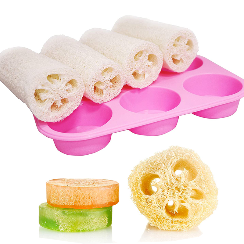 Soap Making Starter Kit - 10ซม.Loofah และสบู่ชุดธรรมชาติ Loofah ฟองน้ำซิลิโคนสบู่ถาด4 Luffa แพ็ค6