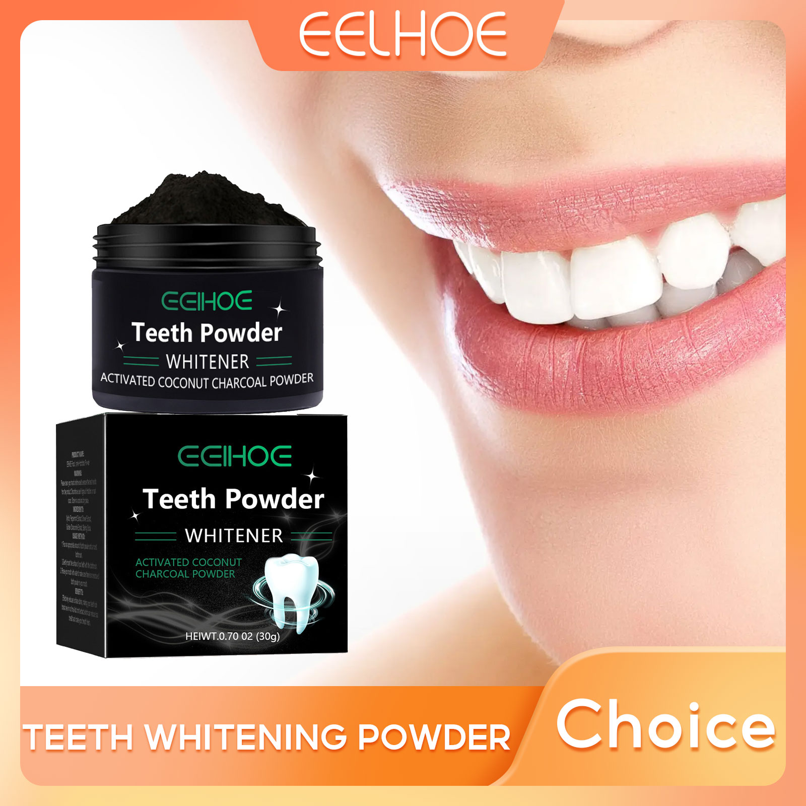 Activated Charcoal Powder - EELHOE ผงถ่านสําหรับผลิตภัณฑ์ฟอกสีฟันลบคราบทําความสะอาดช่องปากนําลมหายใจที่ดีทันตกรรมสุขอนามัยผงฟัน