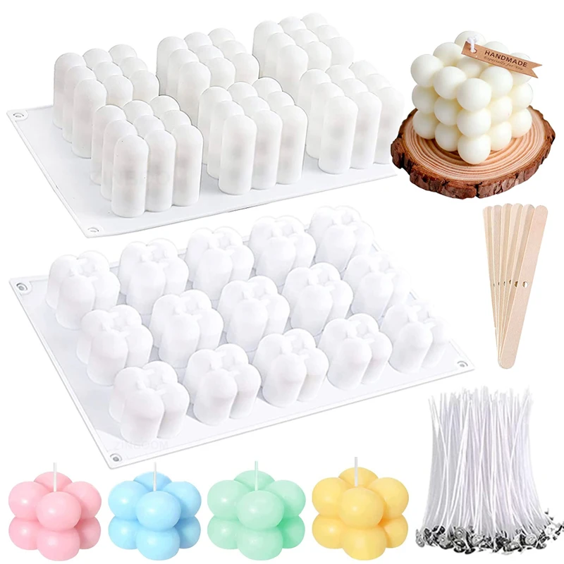 Soap Making Kit Amazon - 3D Bubble Cube เทียนชุดแม่พิมพ์ซิลิโคน DIY ดอกไม้