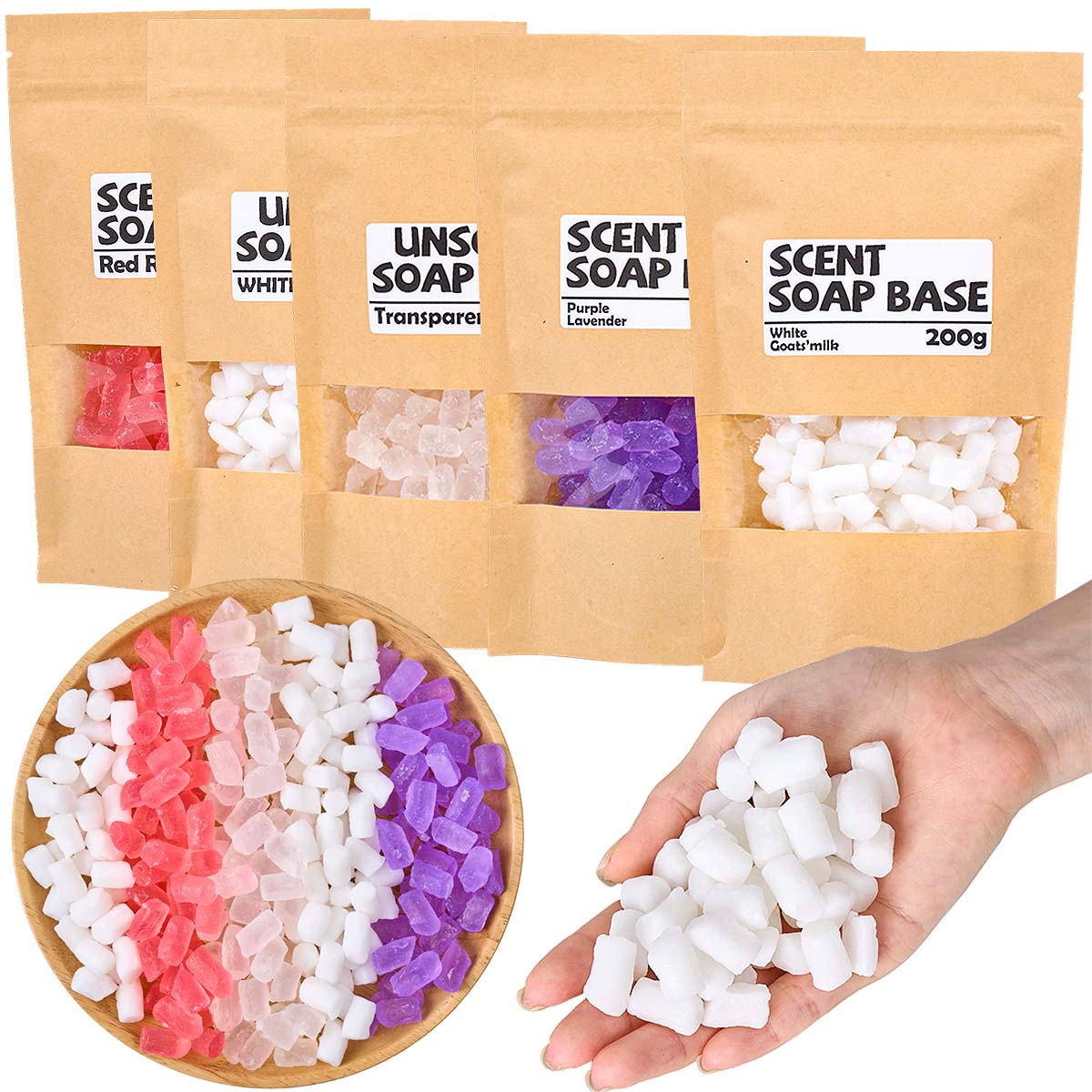 Soap Making Glycerin - เบสสบู่กลีเซอรีนสี 200 กรัม สำหรับทำสบู่แฮนด์เมด DIY กลิ่นกุหลาบ