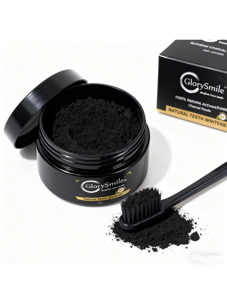 Activated Charcoal Powder - ผงฟอกสีฟันถ่านกัมมันต์กลอรี่สไมล์, ผงทำความสะอาดฟันถ่านกัมมันต์, ผงถ่านกัมมันต์จากกะลามะพร้าว