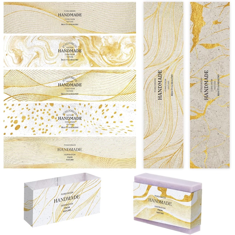 Soap Making Starter Kit - 90 ชิ้นห่อสบู่ 9 รูปแบบสบู่บรรจุภัณฑ์กระดาษ Wave สบู่ห่อกระดาษเทปแนวตั้งสบู่กระดาษ: