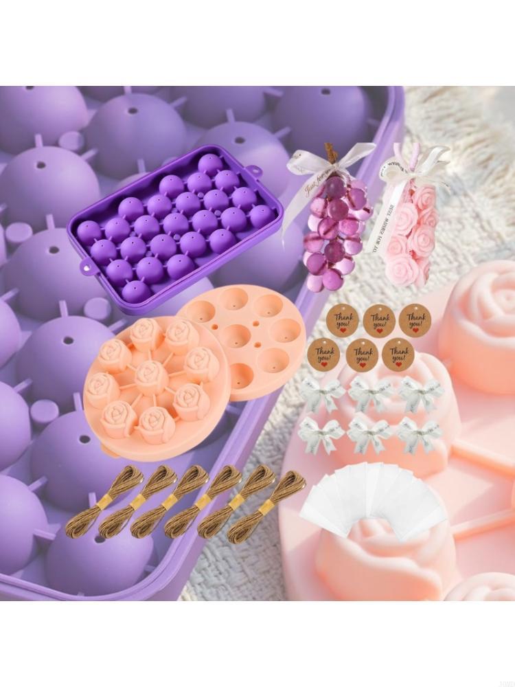 Soap Making Starter Kit - 26 ชิ้นชุดทำสบู่ด้วยแม่พิมพ์ซิลิโคนเกลียวเชือกถุงของขวัญริบบิ้นสำหรับสบู่แฮนด์เมดและของขวัญวันเกิดวันแม่ JOMD