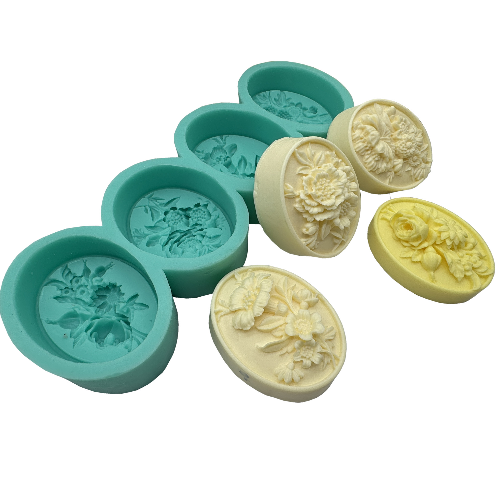 Soap Making Scents - 4Cavity รูปไข่ดอกไม้ 3D สบู่แม่พิมพ์สบู่บาร์ธรรมชาติแม่พิมพ์เทียนหอมขี้ผึ้งซิลิโคนแม่พิมพ์ AROMA พลาสเตอร์เรซิ่นหัตถกรรมแม่พิมพ์