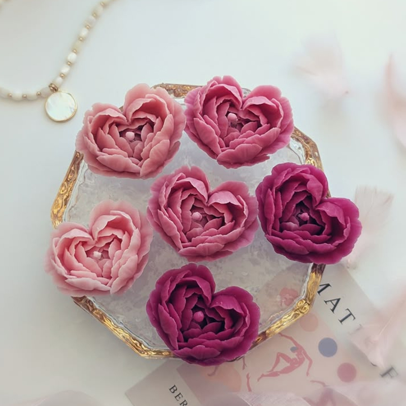 Soap Making Fragrance - รูปหัวใจดอกไม้สบู่แฮนด์เมดอุปกรณ์ DIY รักดอกไม้เทียนแม่พิมพ์ AROMA พลาสเตอร์เรซินแม่พิมพ์ซิลิโคน
