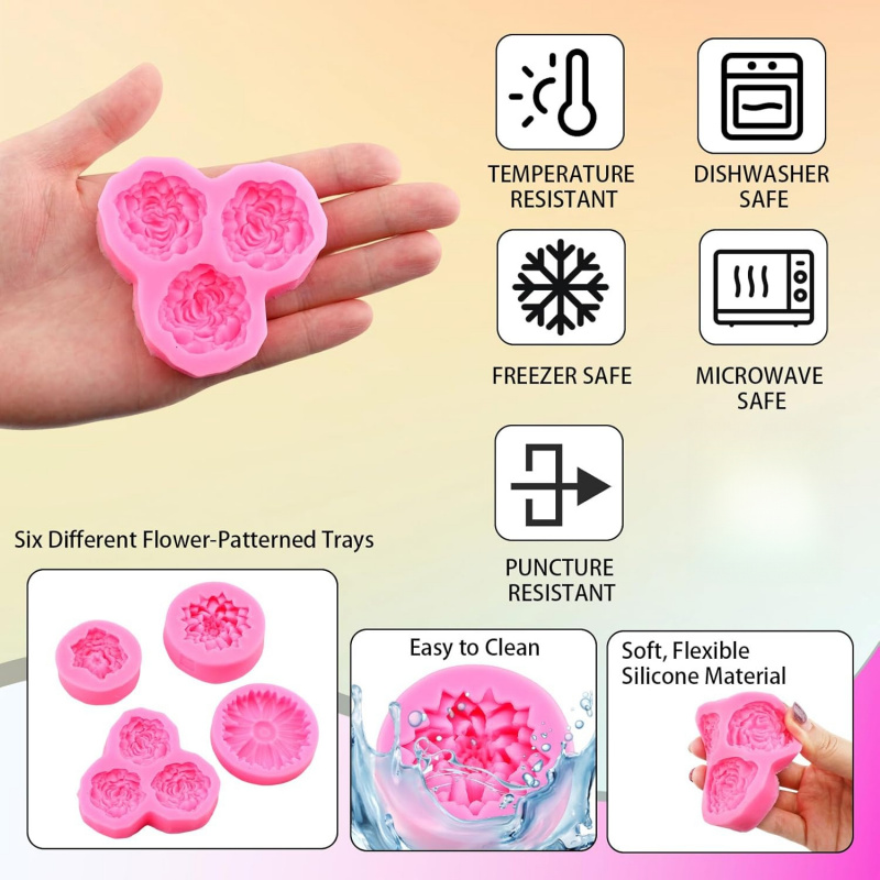 ชุดแม่พิมพ์ซิลิโคนลายดอกไม้ 3  - Soap Making Kit Amazon บทวิจารณ์และราคา