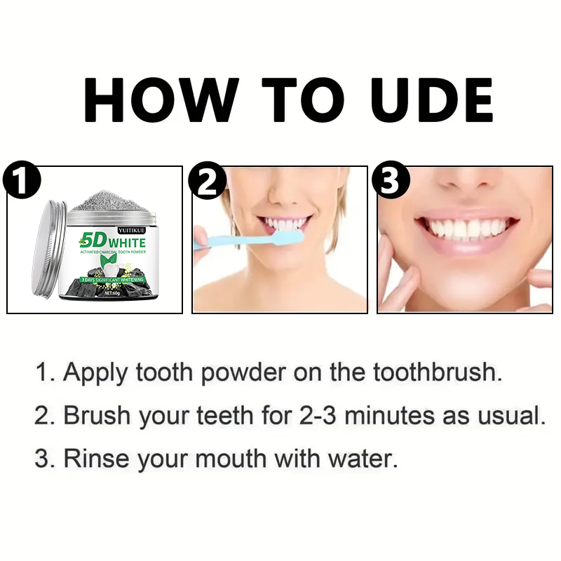 YUlTlKUE 5D ไวท์ แอคทิเวท ชาร์ - Activated Charcoal Powder บทวิจารณ์และราคา